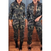 Lovely Casual Camouflage Printed Grey One-piece Ju