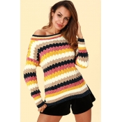 Lovely Casual Patchwork Yellow Acrylic Sweaters