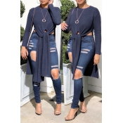 Lovely Trendy Irregular Hems Grey T-shirt