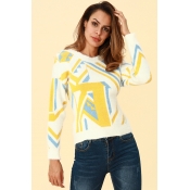 Lovely Trendy Color-lump Yellow Sweaters