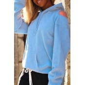 Lovely Casual Hollowed-out Baby Blue Hoodies