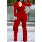 Lovely Trendy Asymmetrical Red Knitting One-piece 
