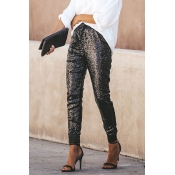 Lovely Trendy Patchwork Black Sequined Pants