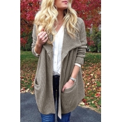 Lovely Casual Pockets Grey Cardigan Sweaters