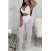 Lovely Trendy Backless White One-piece Jumpsuit