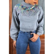 Lovely Casual Patchwork Grey Knitting Hoodies