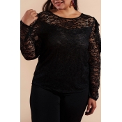 Lovely Casual Hollowed-out Black Cotton T-shirt