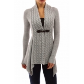 Lovely Trendy Patchwork Grey Cardigan Sweaters