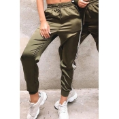 Lovely Casual Striped Loose Army Green Pants