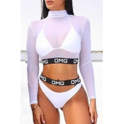 Lovely Sexy Hollowed-out White Two-piece Swimwear(
