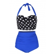 Lovely Casual Printed Blue Two-piece Swimwears