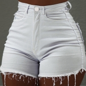 Lovely Trendy Skinny White Denim Shorts