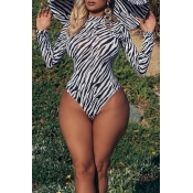 Lovely Sexy Printed Black And White One-piece Swim