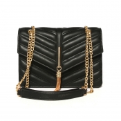 Lovely Vintage Metal Chain Strap Black Crossbody B
