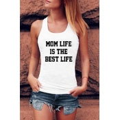 Lovely Casual Letters Printed White Tank Top