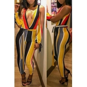 Lovely Sweet Striped Yellow One-piece Jumpsuit