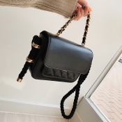 Lovely Fashion Grids Black PU Crossbody Bag