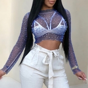 Lovely Sexy See-through Blue Gauze T-shirt (Withou