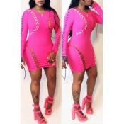 Lovely Trendy Hollowed-out Rose Red Mini Dress