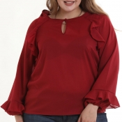 Lovely Trendy Patchwork Wine Red Blouses