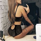 Lovely Sexy Hollowed-out Black Lace Underwear