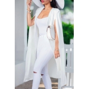 Lovely Casual Sleeveless Cloak Design White Coat
