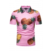 Lovely Bohemian Pineapple Printed Light Pink Polo 