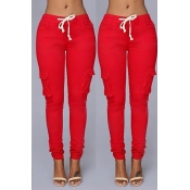 Lovely Trendy Skinny Drawstring Red Pants