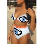 Lovely Sexy Printed White Knitting Two-piece Swimw