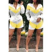 Lovely Casual Zipper Design Yellow Rompers(With El
