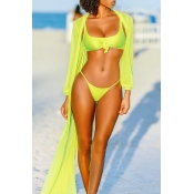 Lovely Yellow Two-piece Swimwear(With Shawl)