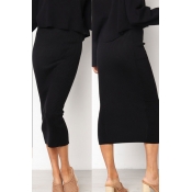 Lovely Casual Straight Black Ankle Length Skirts