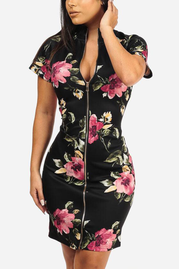 Lovely Women’s Floral Printed Mini Dress(With Elastic)