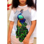 Lovely Leisure Sequined Decorative T-shirt (Withou