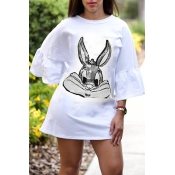 Lovely Leisure Rabbit White Mini Dress