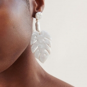 Lovely Fashion Lea-shape White Alloy Earring