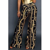 Lovely Stylish Printed High Waist Black Pants(With