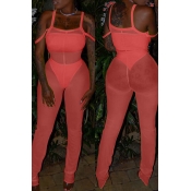 Lovely Sexy See-though Orange One-piece Jumpsuit