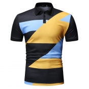 Lovely Leisure Patchwork Black Polo Shirt