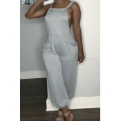 Lovely Casual Backless Grey One-piece Jumpsuit