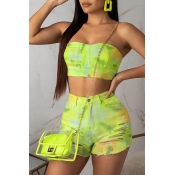 Lovely Stylish Off The Shoulder Printed Yellow Two