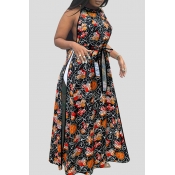 Lovely Sexy Floral Printed Black Dress