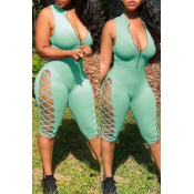 Lovely Sexy Hollow-out Green One-piece Romper