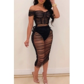 Lovely Sexy See-through Black Gauze Ankle Length A