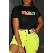 Lovely Leisure Letter Printed Black T-shirt