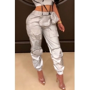 Lovely Chic Pockets Design Grey Pants