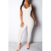 Lovely Casual Hollow-out White One-piece Jumpsuit