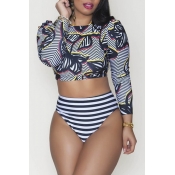 Lovely Striped Printed Multicolor Tankinis