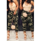 Lovely Casual High Waist Camouflage Printed Army G