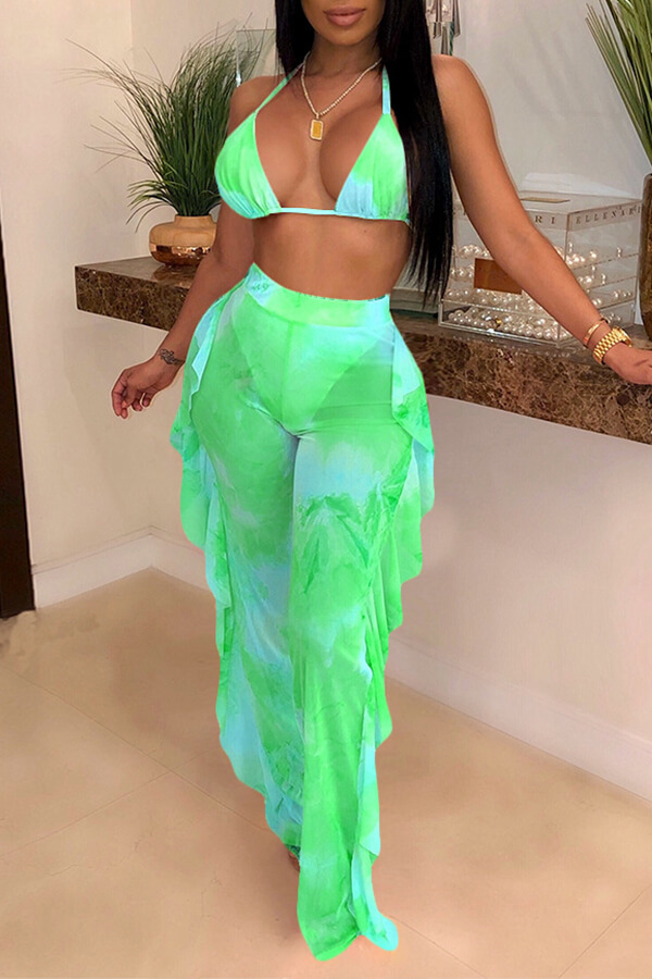LW Tie-dye Flounce Design Bikini Set